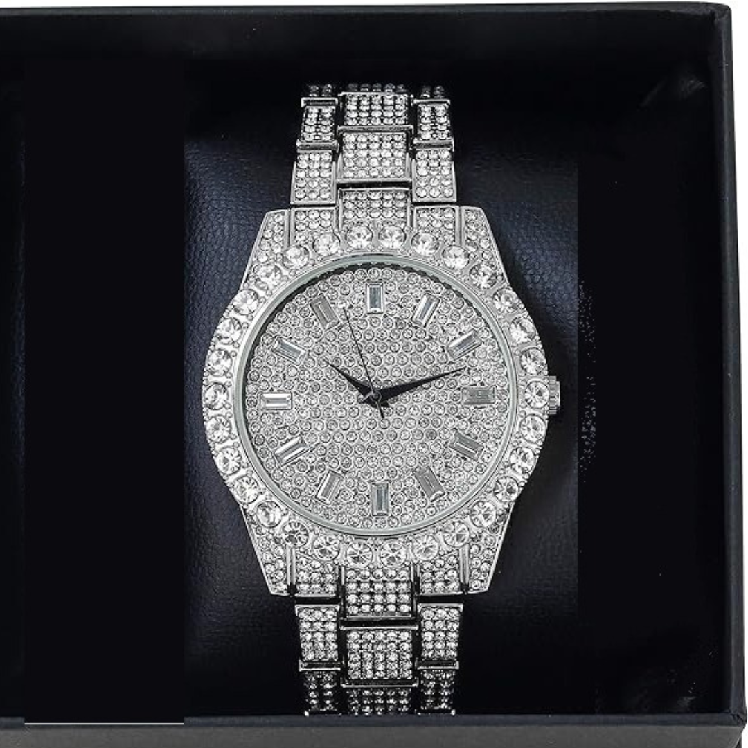 Big Rocks Oyster Iced Out Bling Hip Hop Watch