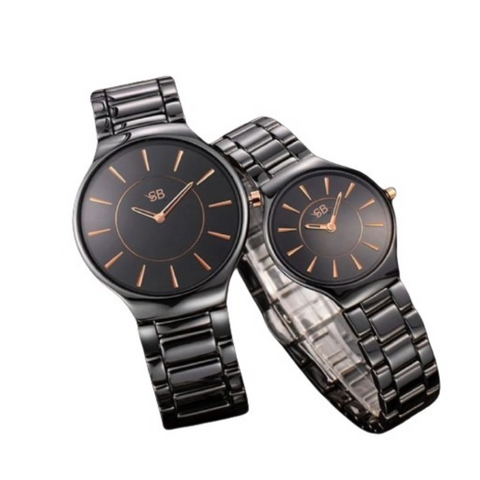 Couple 2 Watches Plain White Stylish Stainless Steel Wristwatch For Men & Women